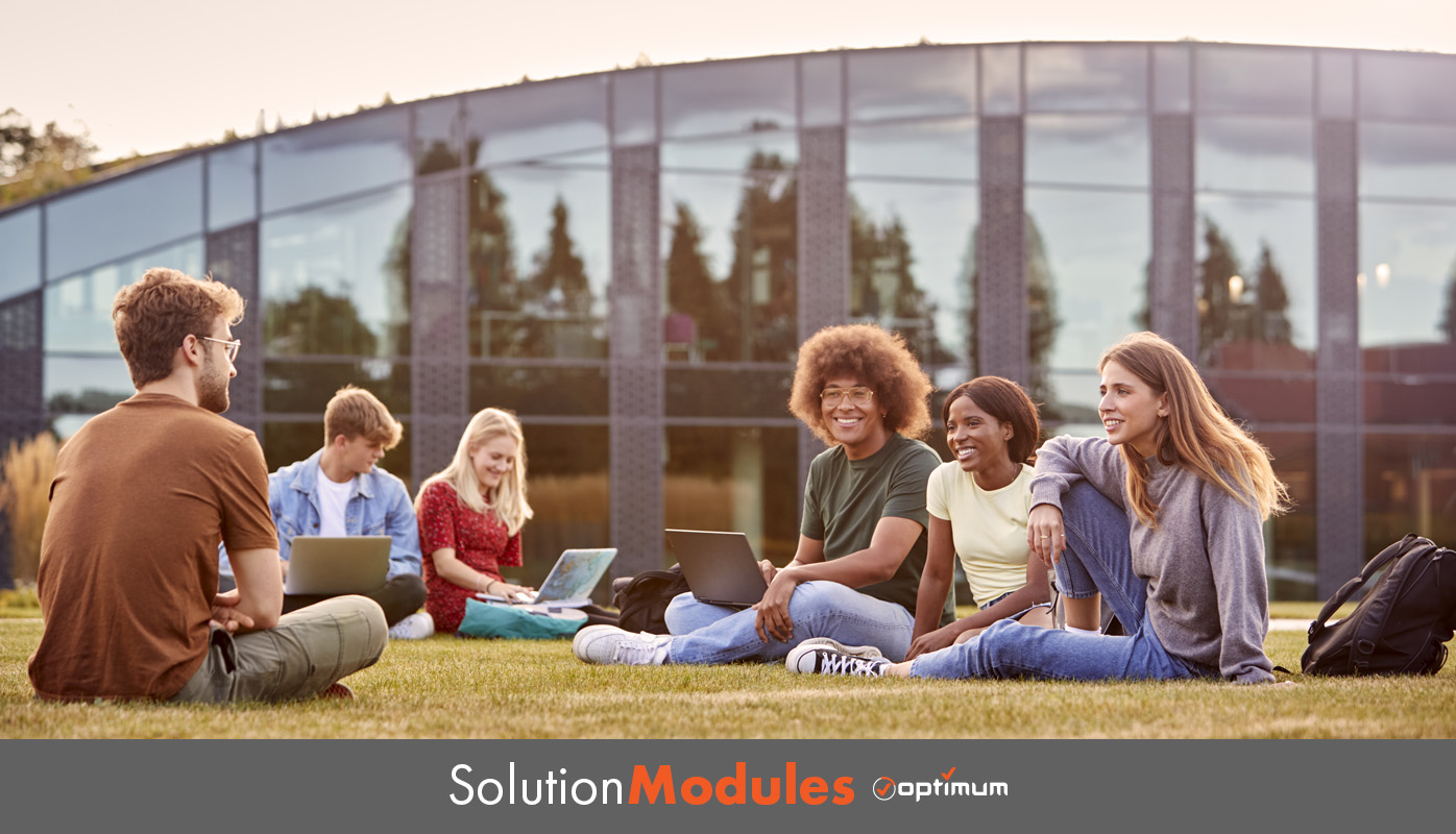 students sitting on campus